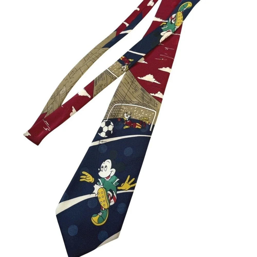 Vintage Mickey and Goofy Unlimited Polyester Soccer Neck Tie Rare 1990s